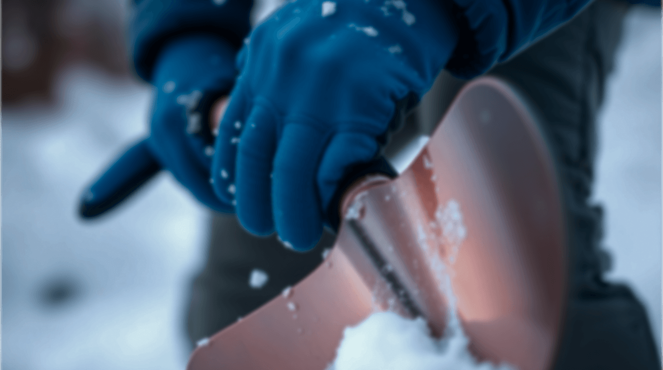 A blurred image of a tractor clearing snow