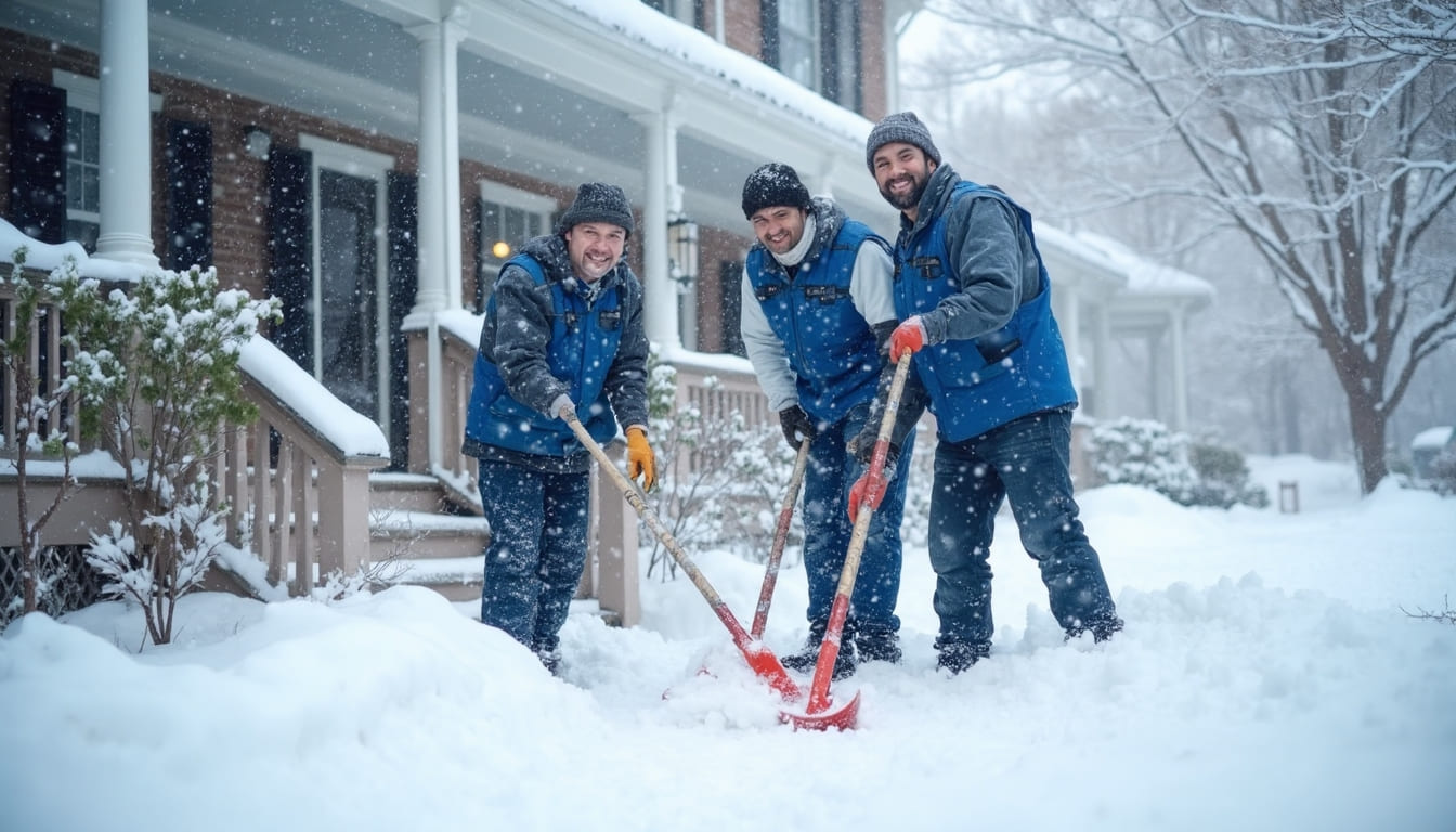 AI generated team of SnowFlake Outdoors working on snow removal (1)