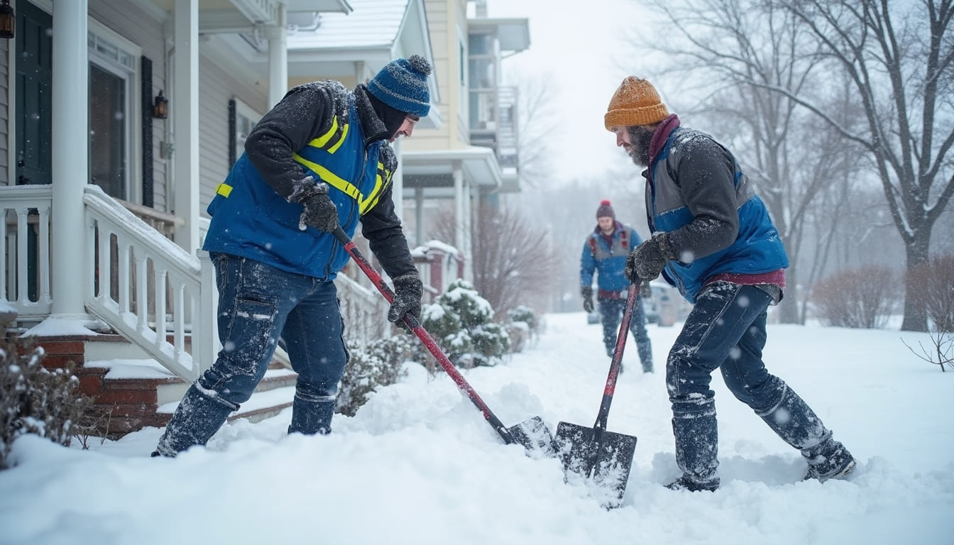 AI generated team of SnowFlake Outdoors working on snow removal (2)
